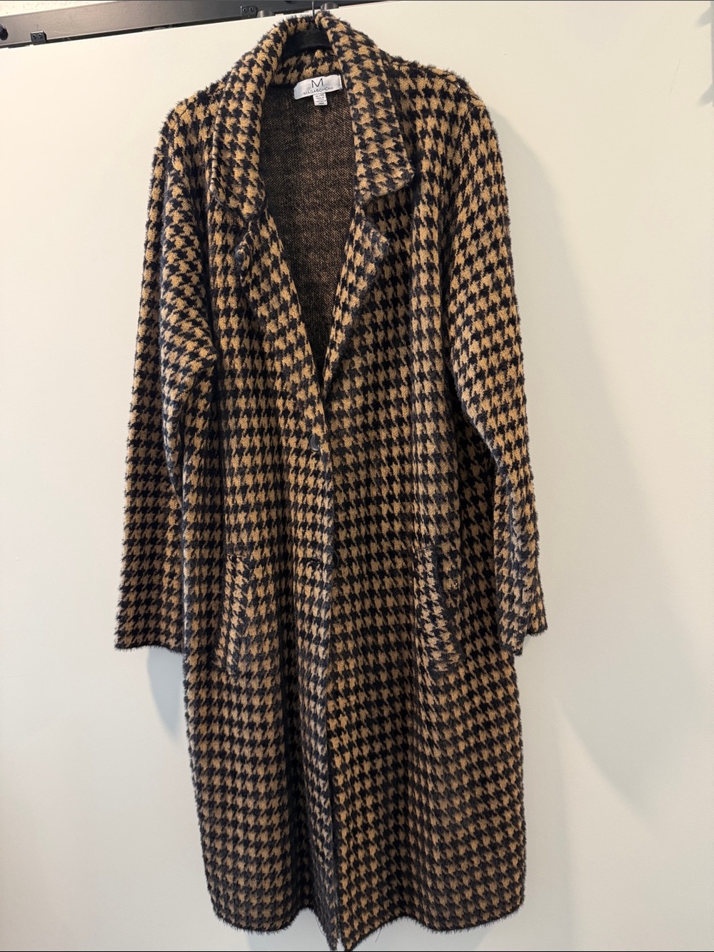 Magaschoni Brown and Black Houndstooth Trench Coat